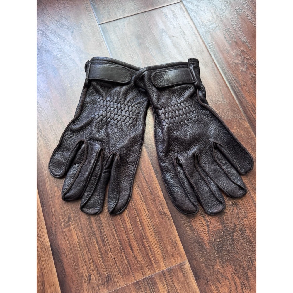 VTG LL BEAN Men's Genuine Deerskin Leather Gloves Brown Outdoors Large *FLAW*